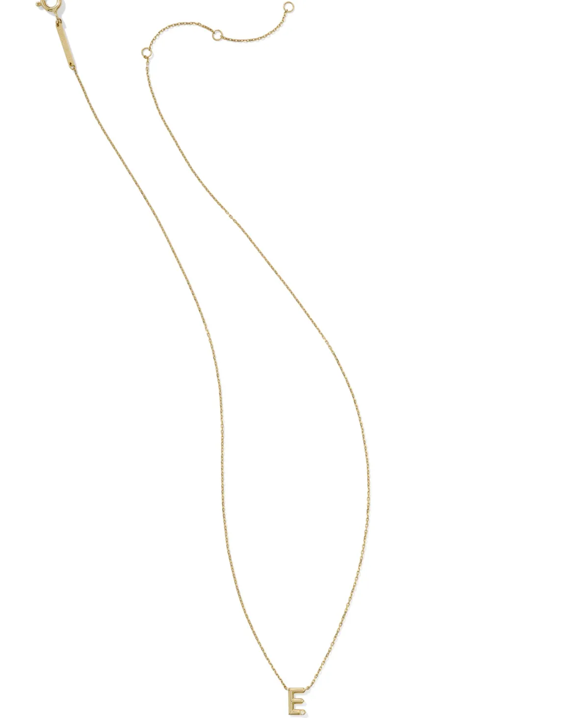 Diamond Accent Letter E 14k Yellow Gold Pendant Necklace in White Diamond