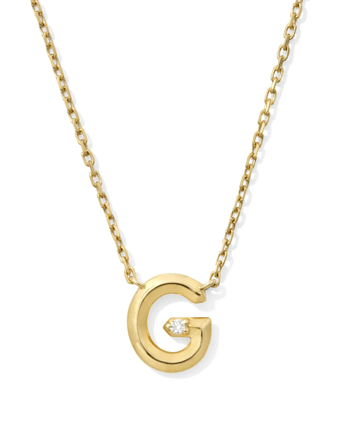 Diamond Accent Letter G 14k Yellow Gold Pendant Necklace in White Diamond