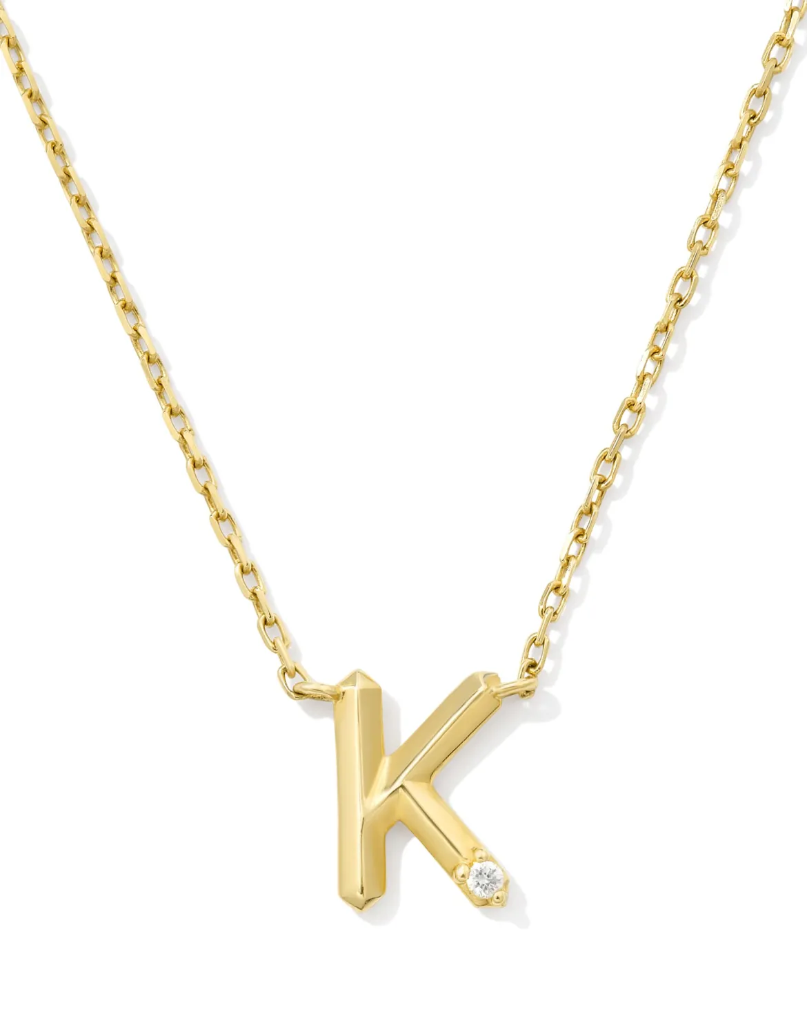 Diamond Accent Letter K 14k Yellow Gold Pendant Necklace in White Diamond