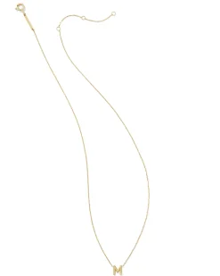 Diamond Accent Letter M 14k Yellow Gold Pendant Necklace in White Diamond