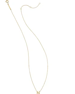 Diamond Accent Letter N 14k Yellow Gold Pendant Necklace in White Diamond