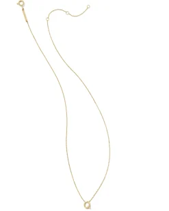 Diamond Accent Letter Q 14k Yellow Gold Pendant Necklace in White Diamond