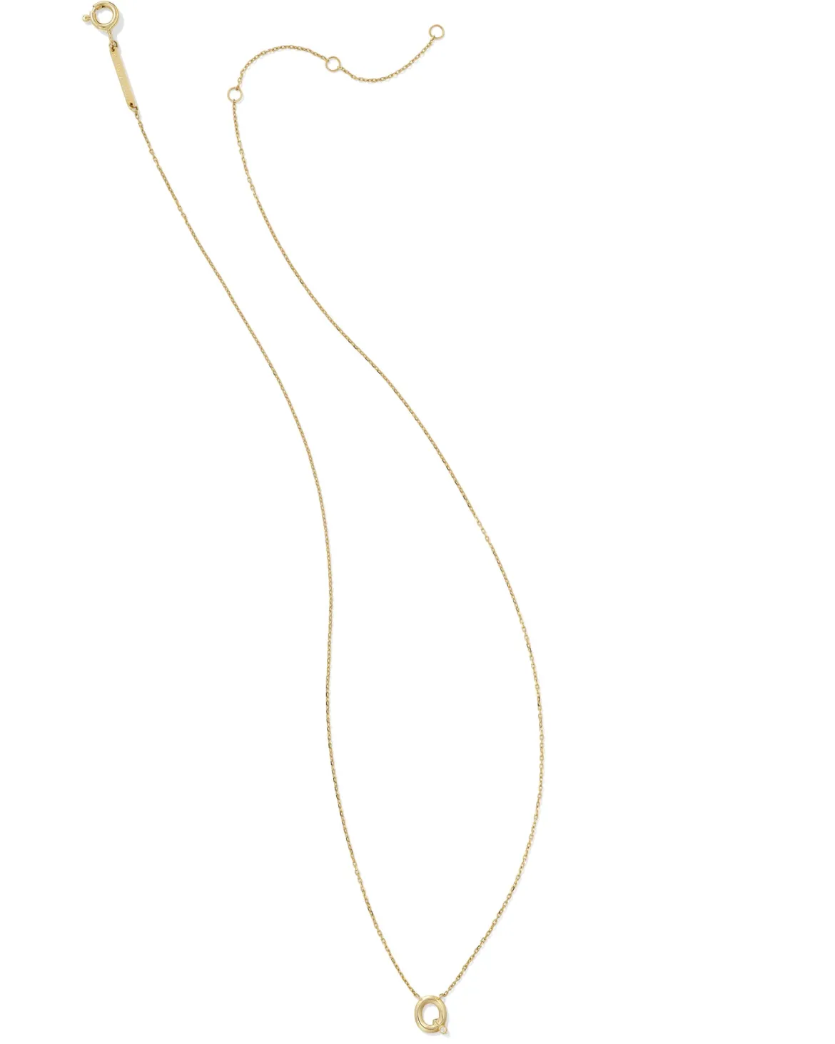 Diamond Accent Letter Q 14k Yellow Gold Pendant Necklace in White Diamond