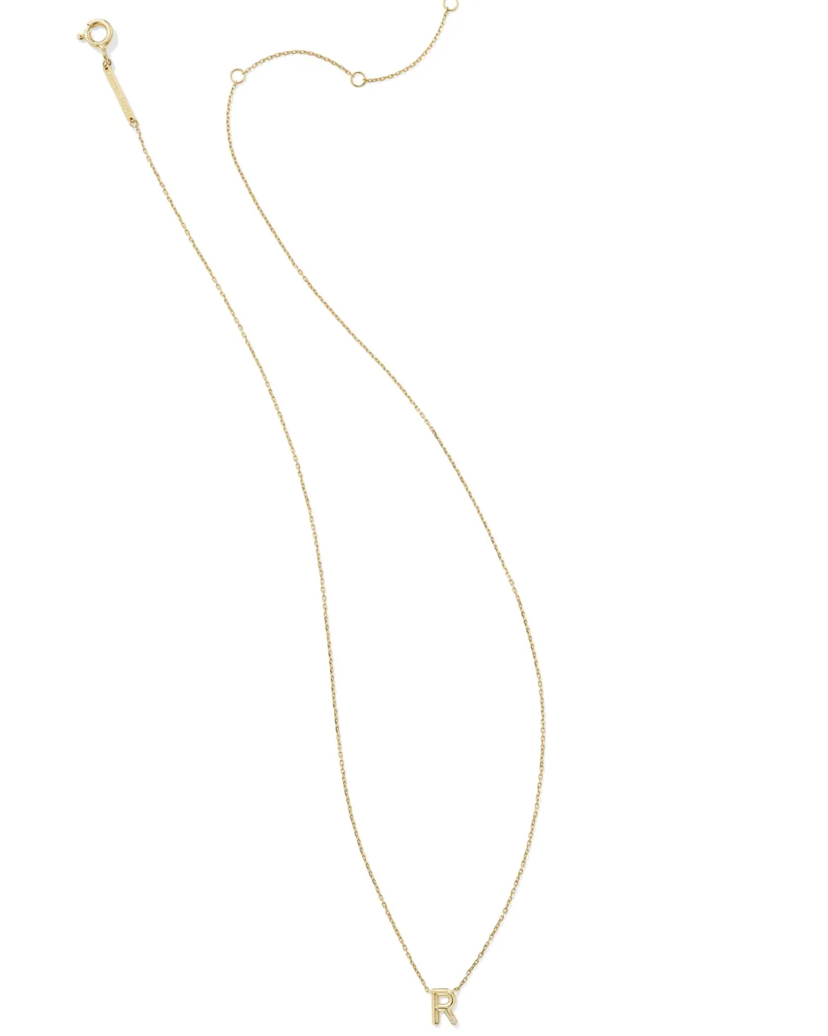 Diamond Accent Letter R 14k Yellow Gold Pendant Necklace in White Diamond