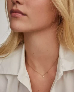 Diamond Accent Letter R 14k Yellow Gold Pendant Necklace in White Diamond