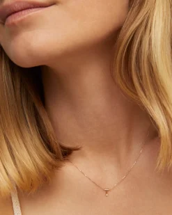 Diamond Accent Letter T 14k Yellow Gold Pendant Necklace in White Diamond
