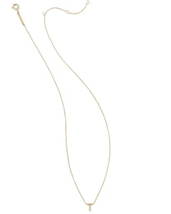 Diamond Accent Letter T 14k Yellow Gold Pendant Necklace in White Diamond