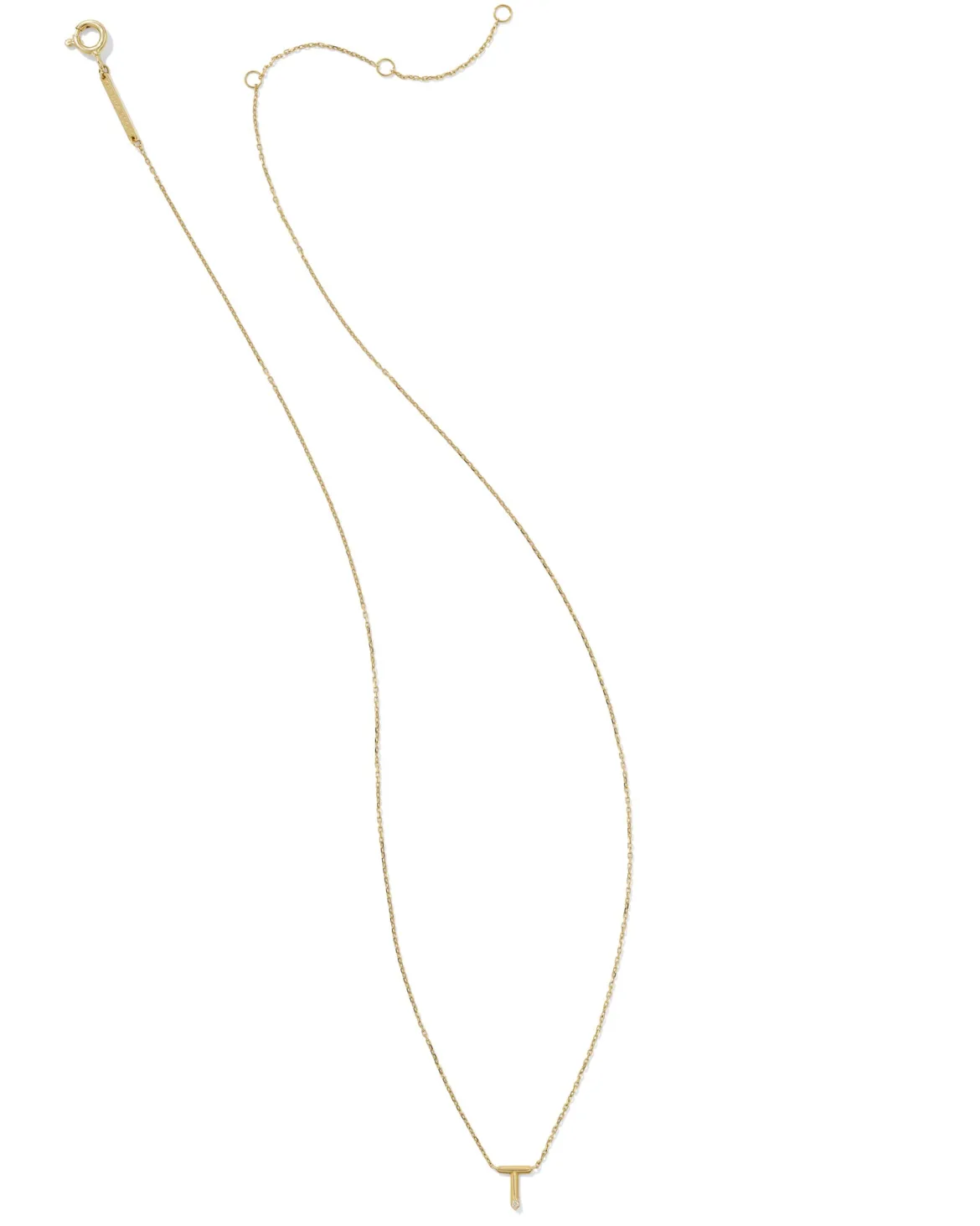 Diamond Accent Letter T 14k Yellow Gold Pendant Necklace in White Diamond