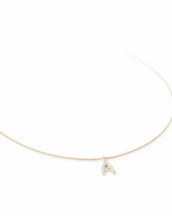 Diamond Letter A Pendant Necklace in 14k Yellow Gold