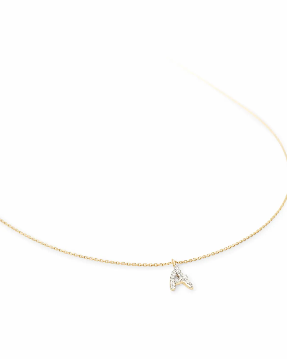 Diamond Letter A Pendant Necklace in 14k Yellow Gold