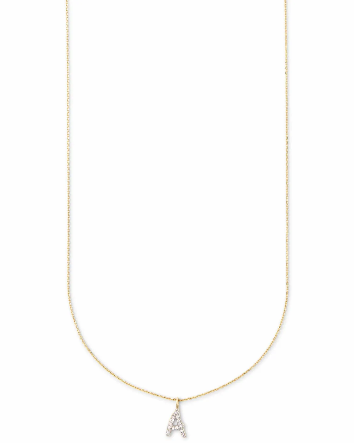 Diamond Letter A Pendant Necklace in 14k Yellow Gold
