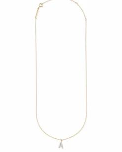 Diamond Letter A Pendant Necklace in 14k Yellow Gold