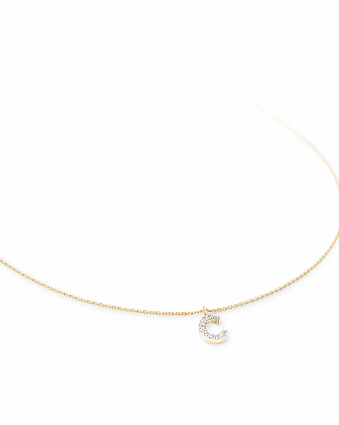 Diamond Letter C Pendant Necklace in 14k Yellow Gold