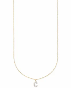 Diamond Letter C Pendant Necklace in 14k Yellow Gold