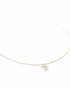 Diamond Letter D Pendant Necklace in 14k Yellow Gold