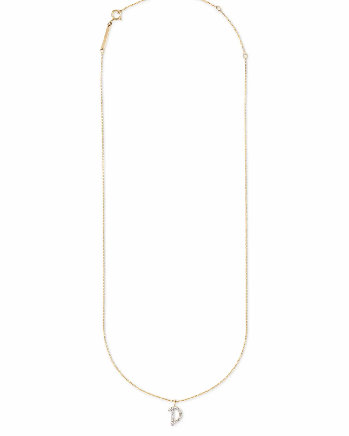 Diamond Letter D Pendant Necklace in 14k Yellow Gold
