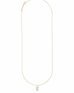 Diamond Letter E Pendant Necklace in 14k Yellow Gold