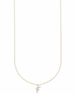Diamond Letter F Pendant Necklace in 14k Yellow Gold