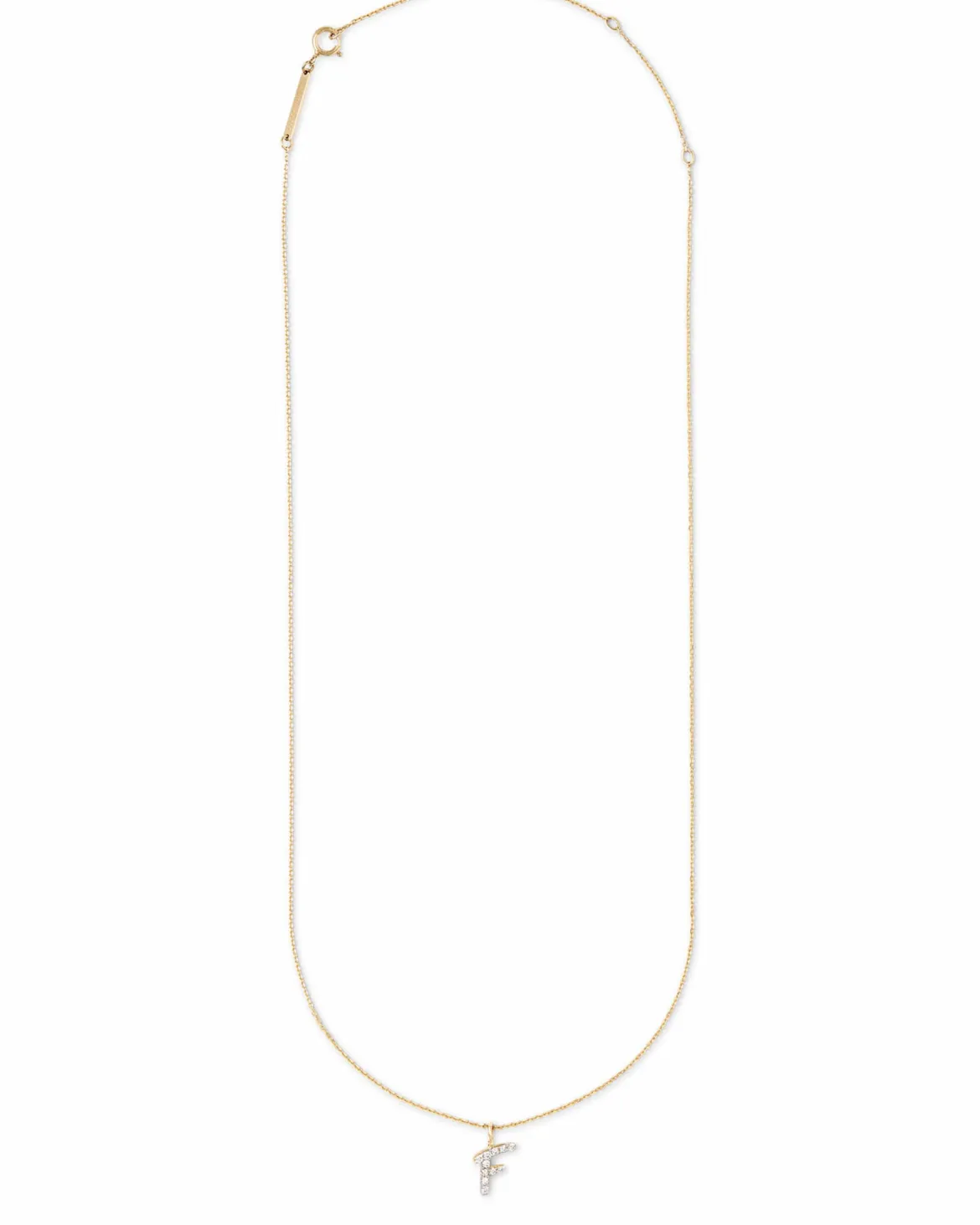 Diamond Letter F Pendant Necklace in 14k Yellow Gold