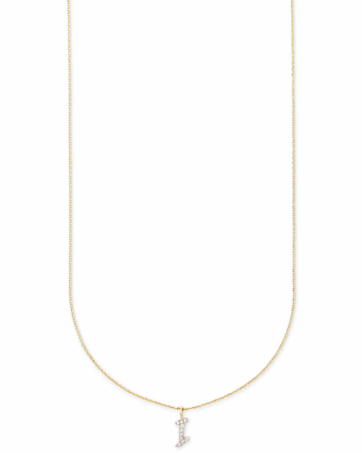 Diamond Letter I Pendant Necklace in 14k Yellow Gold