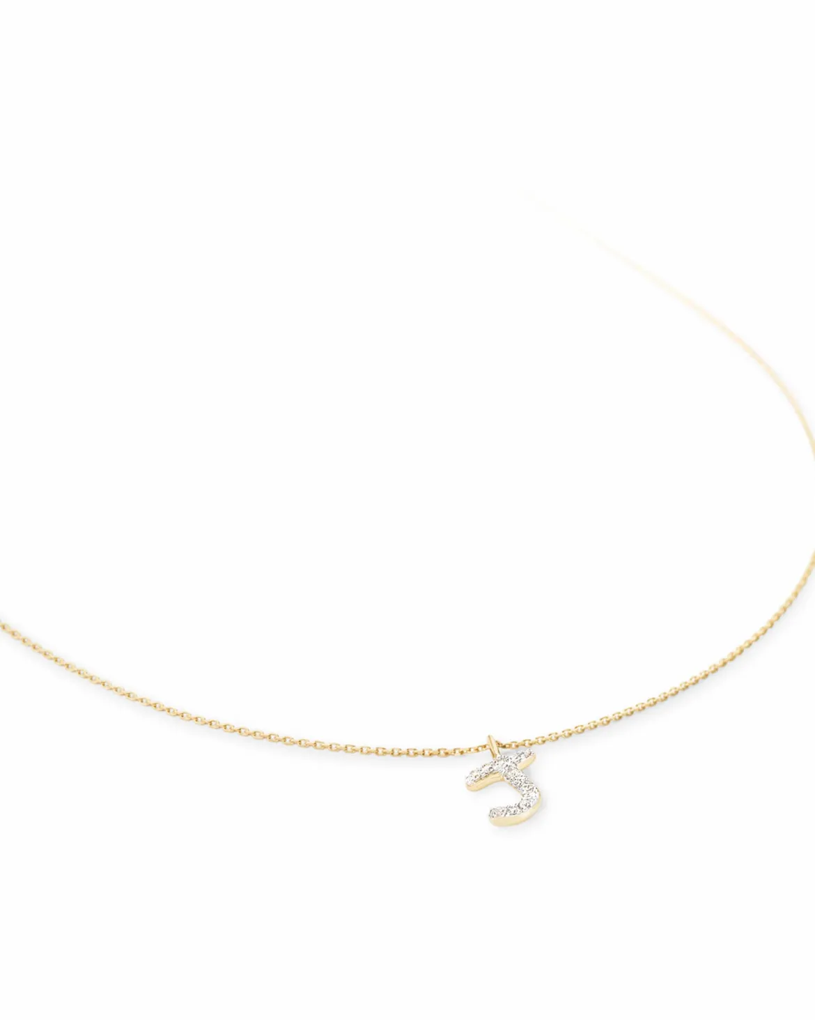 Diamond Letter J Pendant Necklace in 14k Yellow Gold