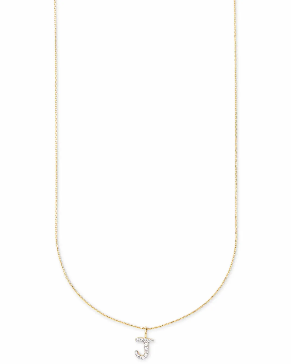 Diamond Letter J Pendant Necklace in 14k Yellow Gold