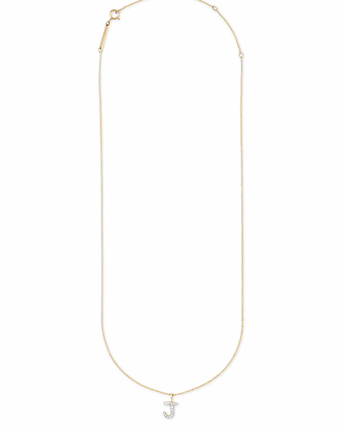 Diamond Letter J Pendant Necklace in 14k Yellow Gold