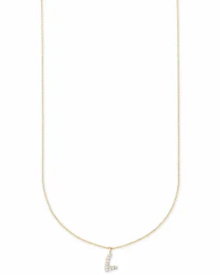 Diamond Letter L Pendant Necklace in 14k Yellow Gold