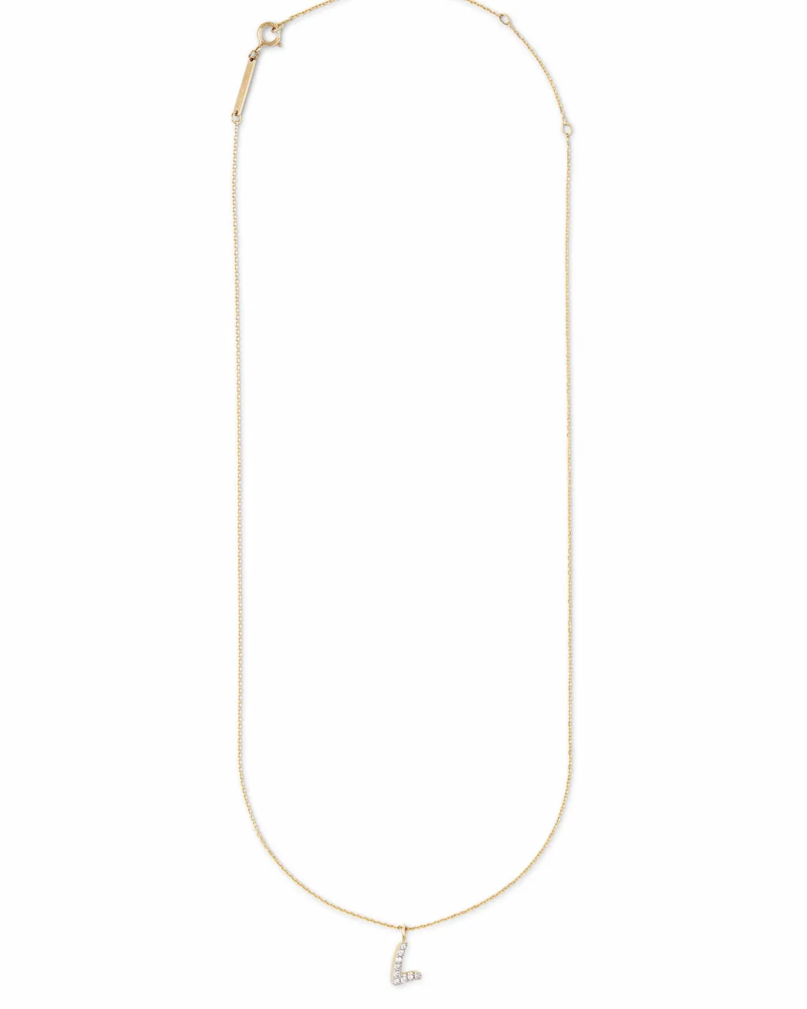 Diamond Letter L Pendant Necklace in 14k Yellow Gold