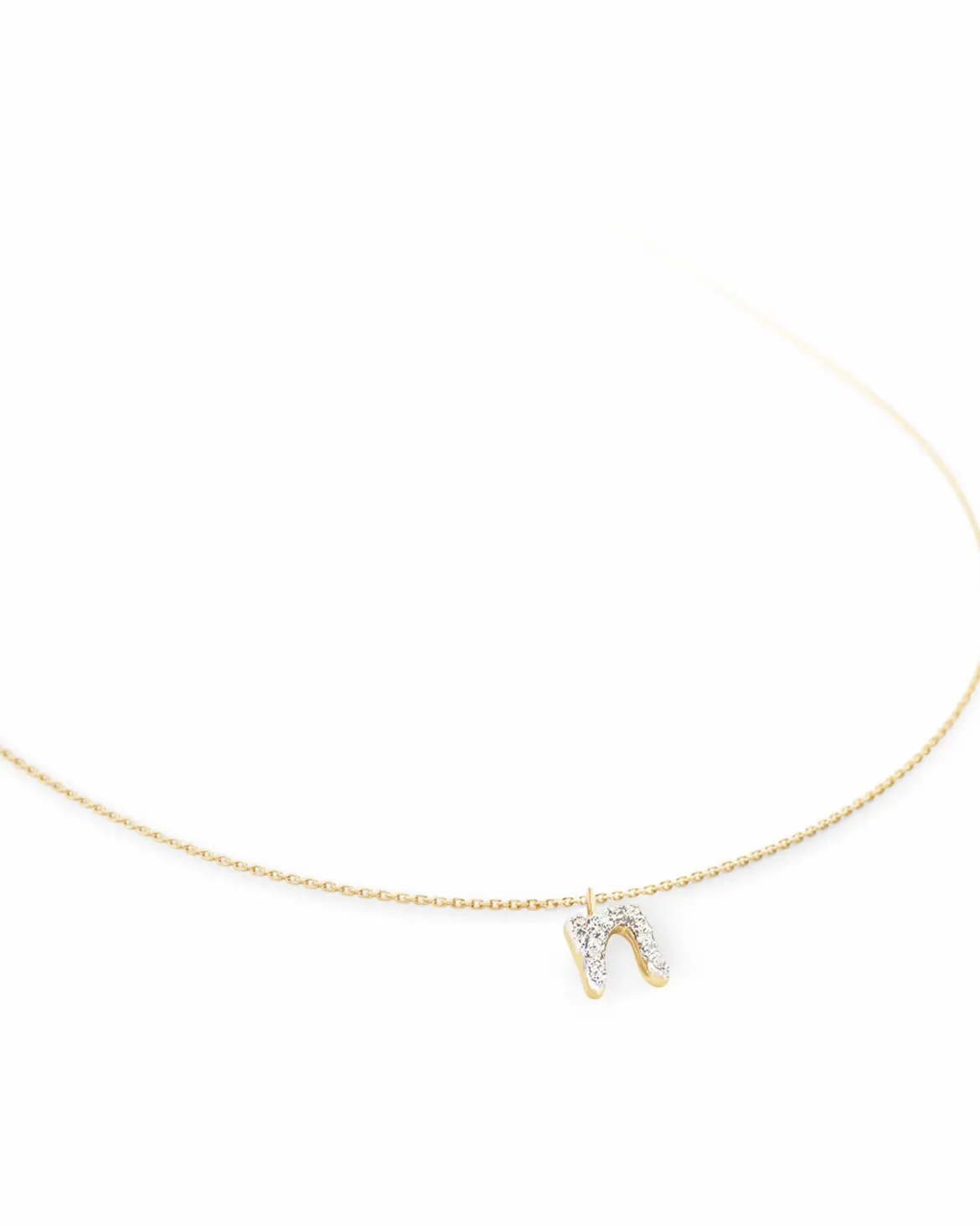 Diamond Letter N Pendant Necklace in 14k Yellow Gold