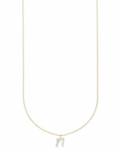 Diamond Letter N Pendant Necklace in 14k Yellow Gold