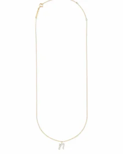 Diamond Letter N Pendant Necklace in 14k Yellow Gold