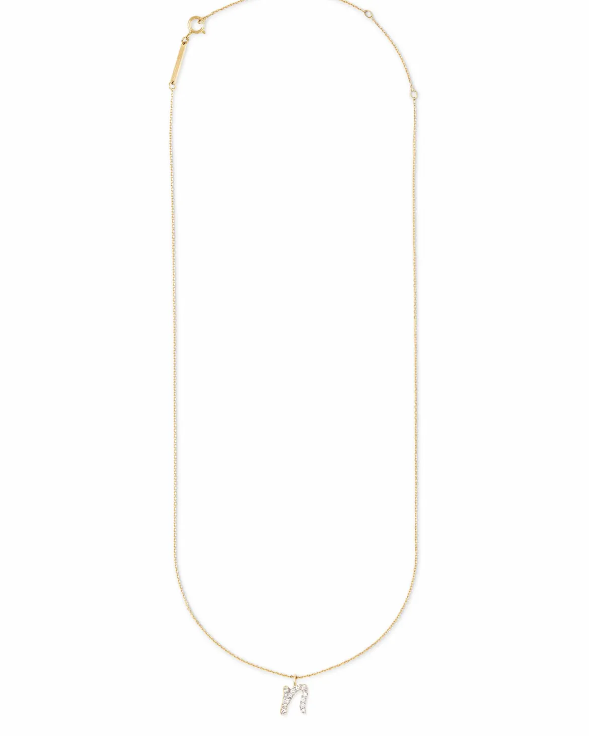 Diamond Letter N Pendant Necklace in 14k Yellow Gold