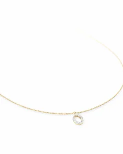 Diamond Letter O Pendant Necklace in 14k Yellow Gold