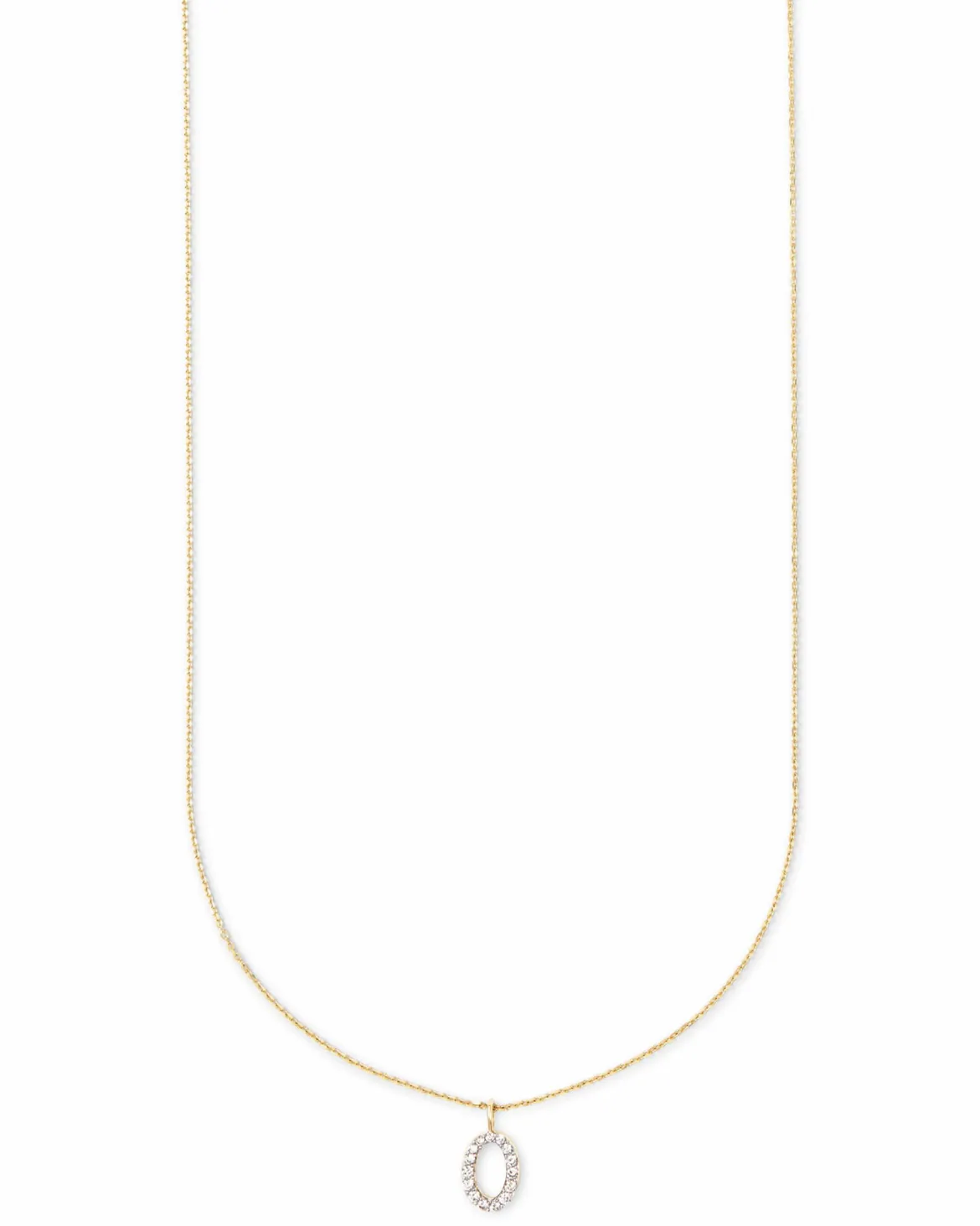Diamond Letter O Pendant Necklace in 14k Yellow Gold