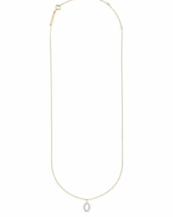 Diamond Letter O Pendant Necklace in 14k Yellow Gold