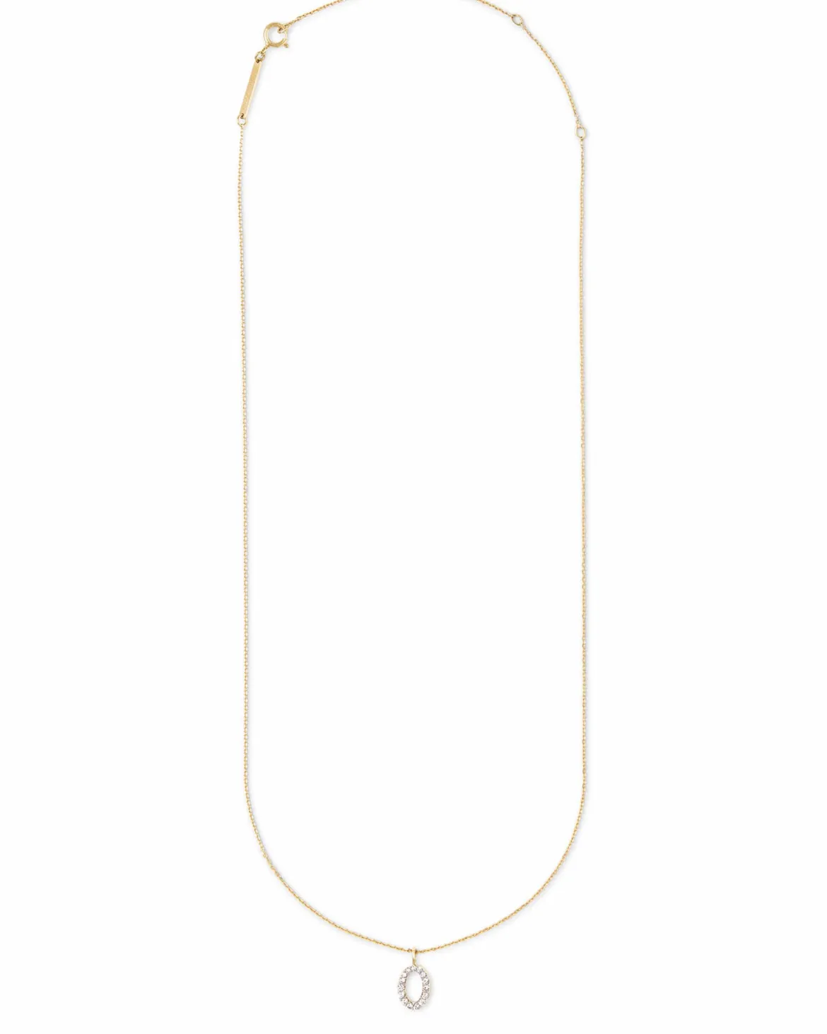 Diamond Letter O Pendant Necklace in 14k Yellow Gold