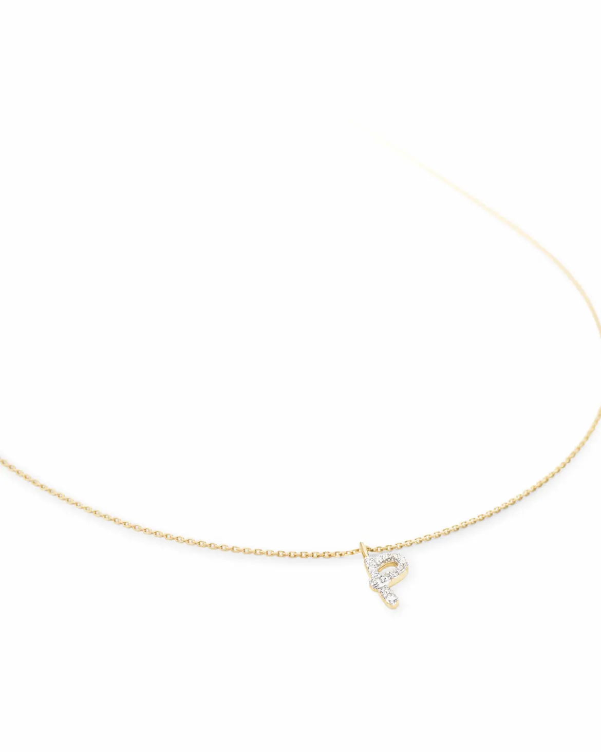 Diamond Letter P Pendant Necklace in 14k Yellow Gold