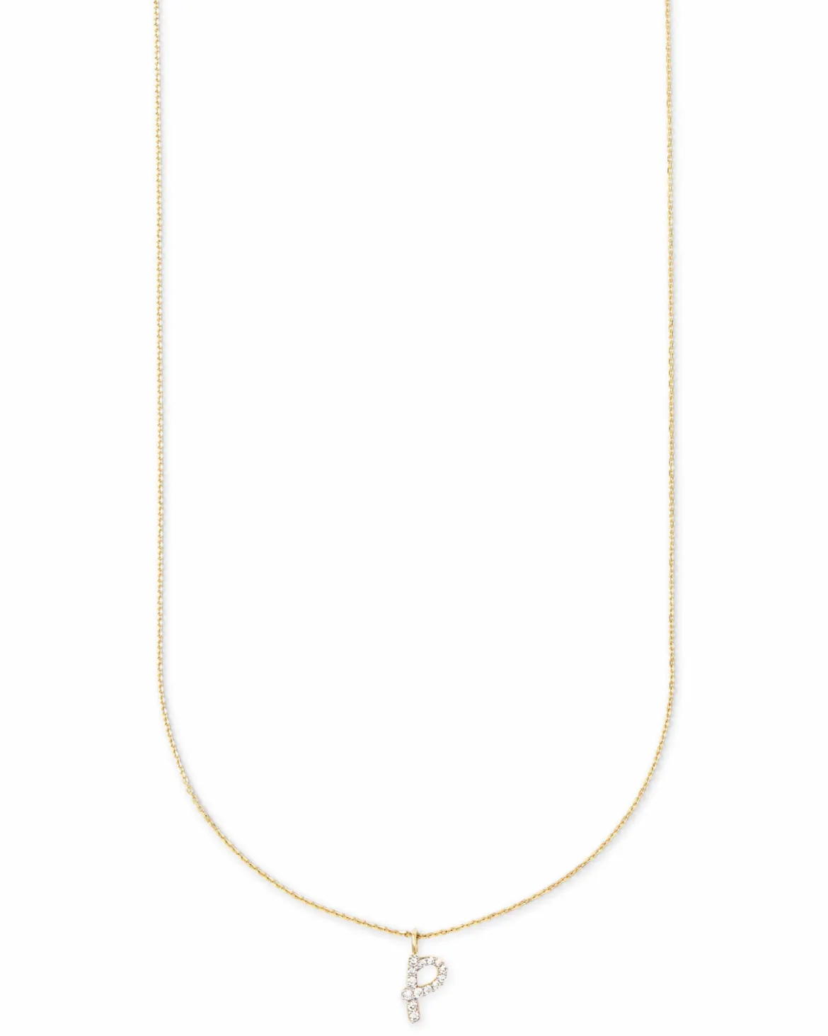Diamond Letter P Pendant Necklace in 14k Yellow Gold