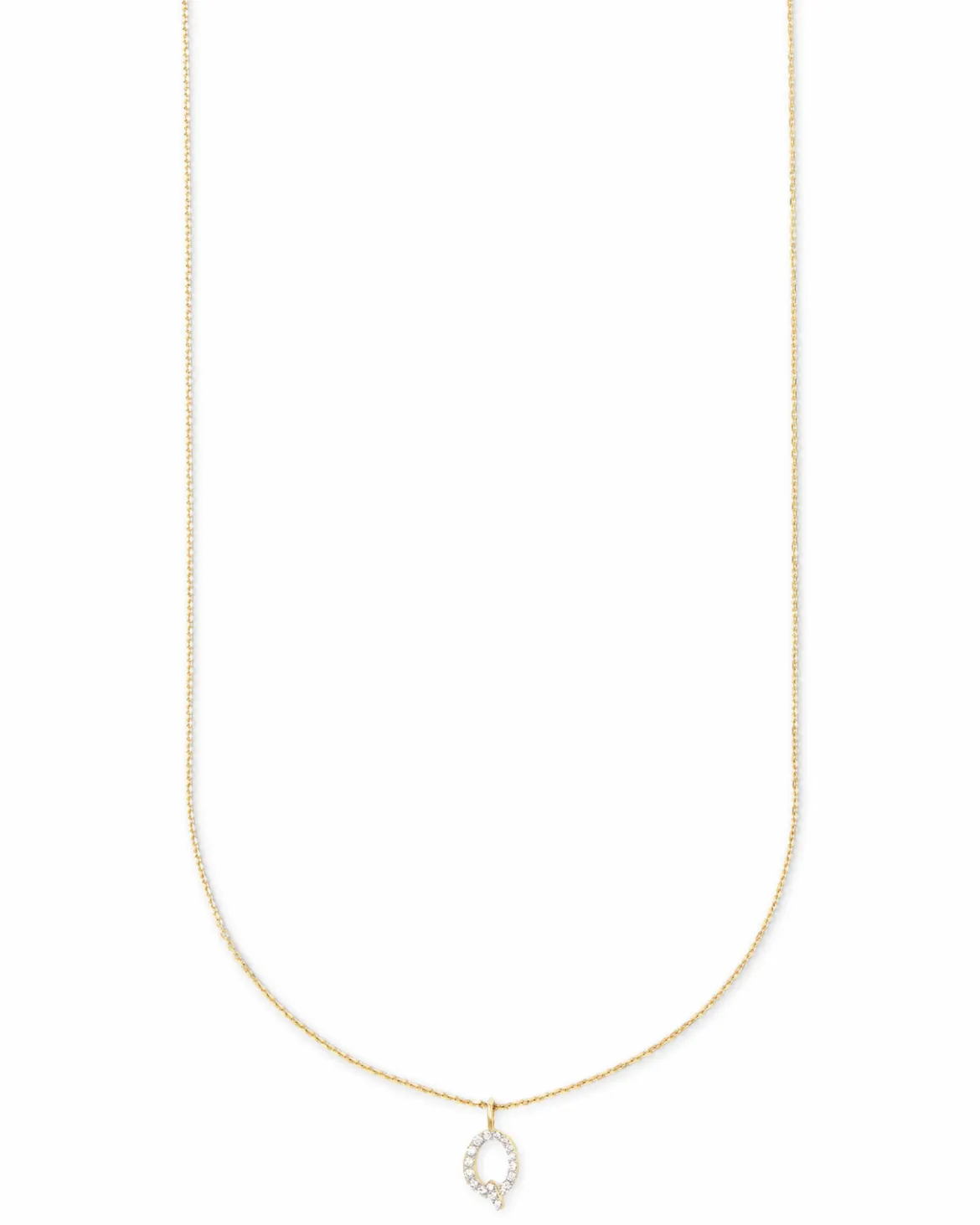 Diamond Letter Q Pendant Necklace in 14k Yellow Gold