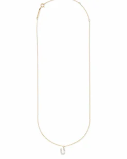 Diamond Letter U Pendant Necklace in 14k Yellow Gold