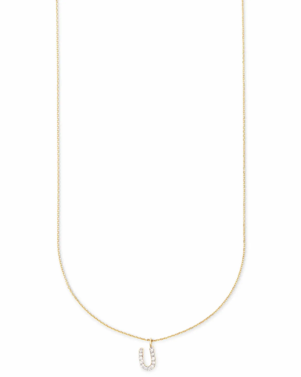 Diamond Letter U Pendant Necklace in 14k Yellow Gold