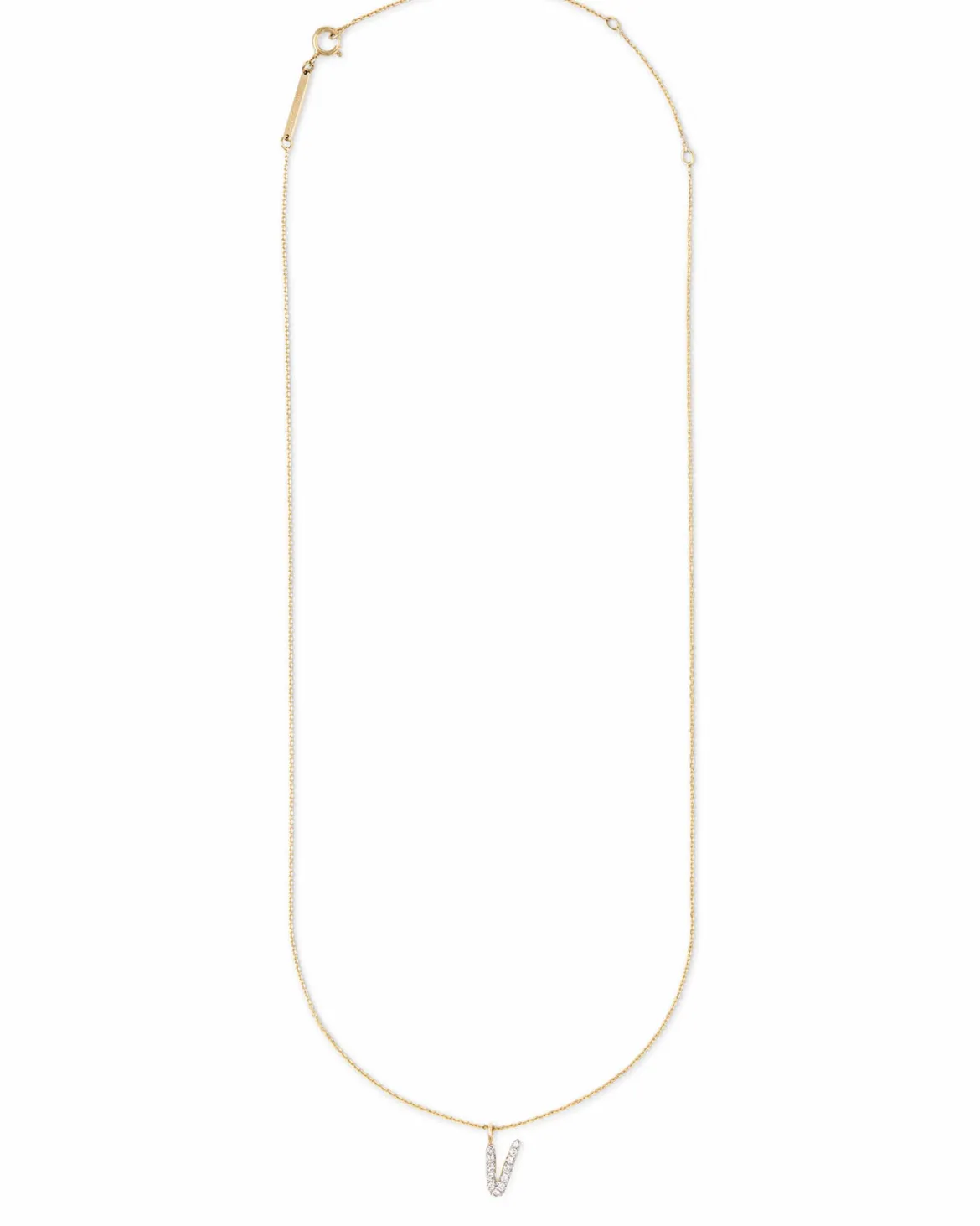 Diamond Letter V Pendant Necklace in 14k Yellow Gold
