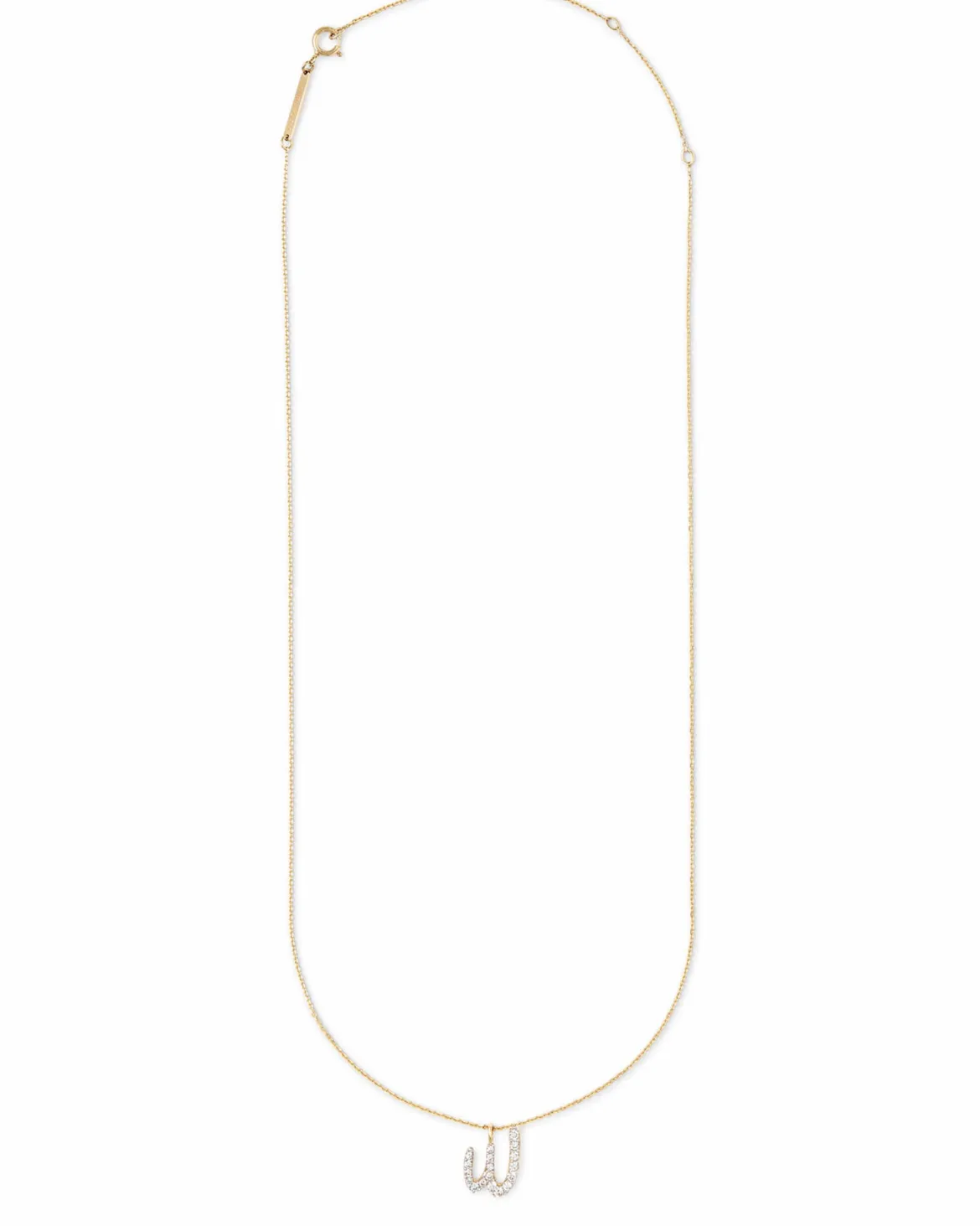 Diamond Letter W Pendant Necklace in 14k Yellow Gold