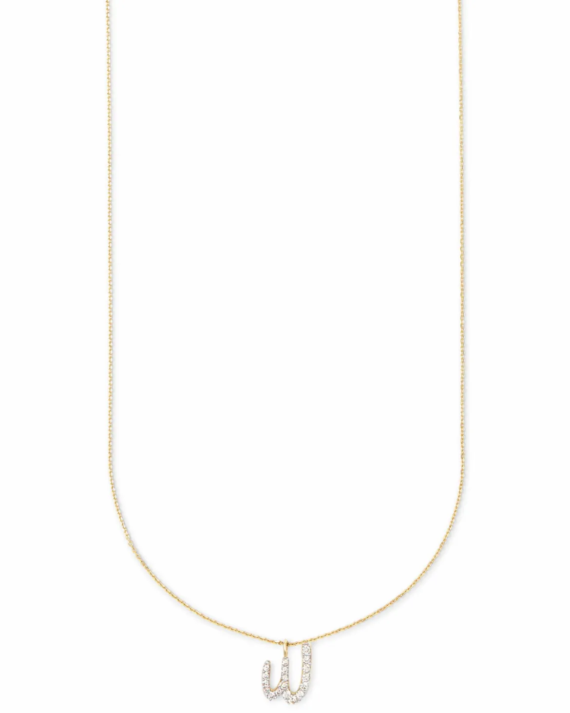 Diamond Letter W Pendant Necklace in 14k Yellow Gold