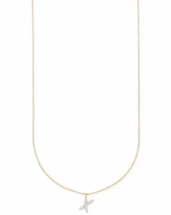 Diamond Letter X Pendant Necklace in 14k Yellow Gold