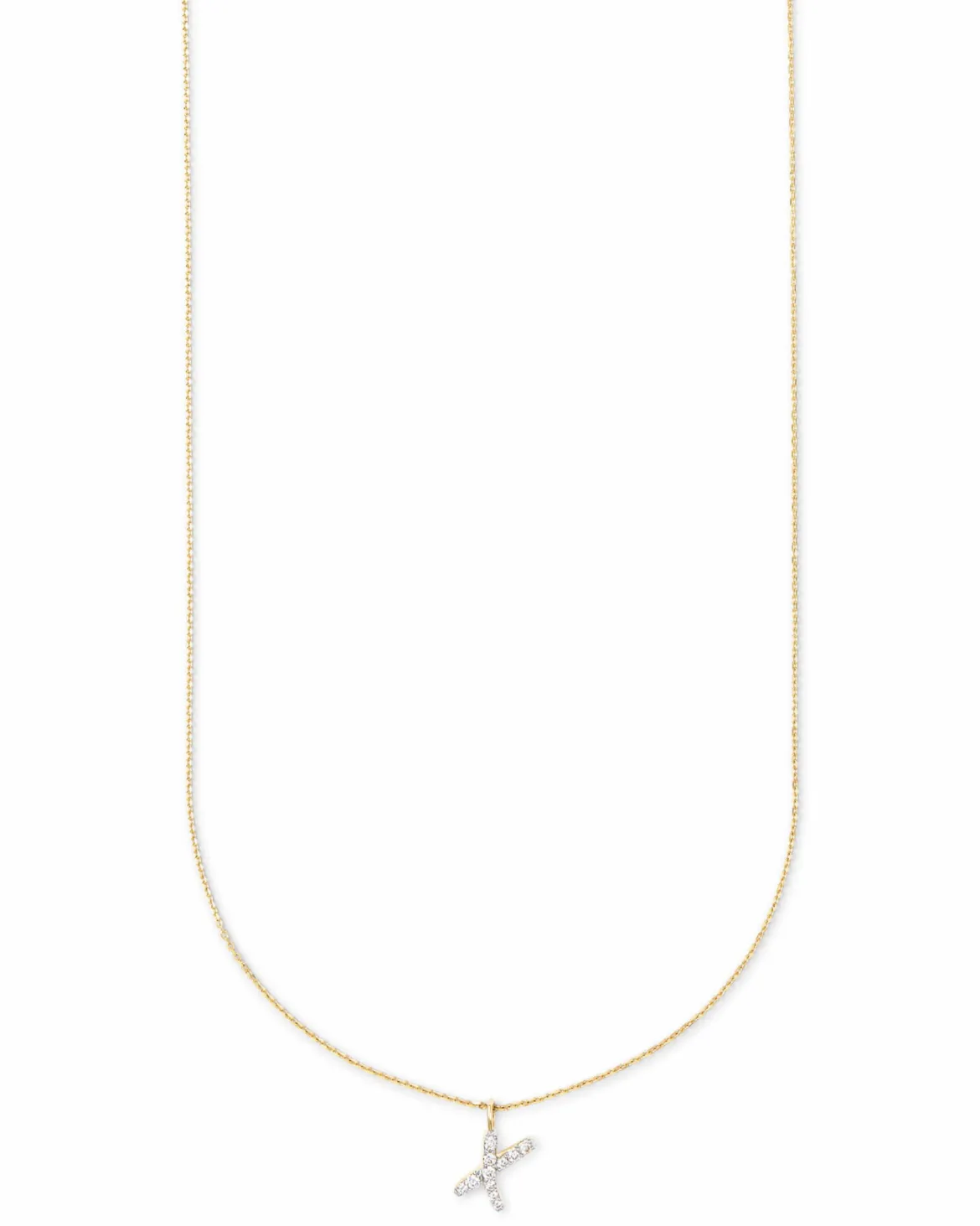 Diamond Letter X Pendant Necklace in 14k Yellow Gold