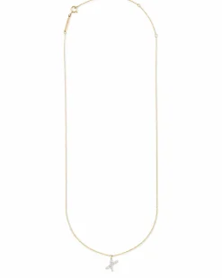 Diamond Letter X Pendant Necklace in 14k Yellow Gold