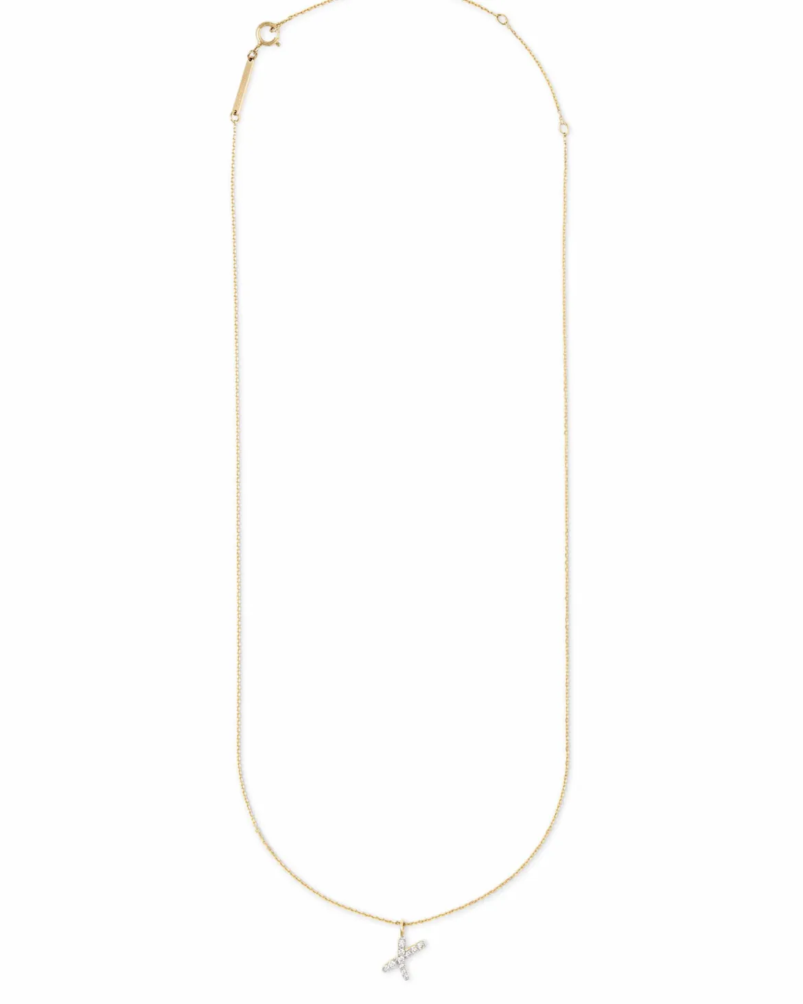 Diamond Letter X Pendant Necklace in 14k Yellow Gold