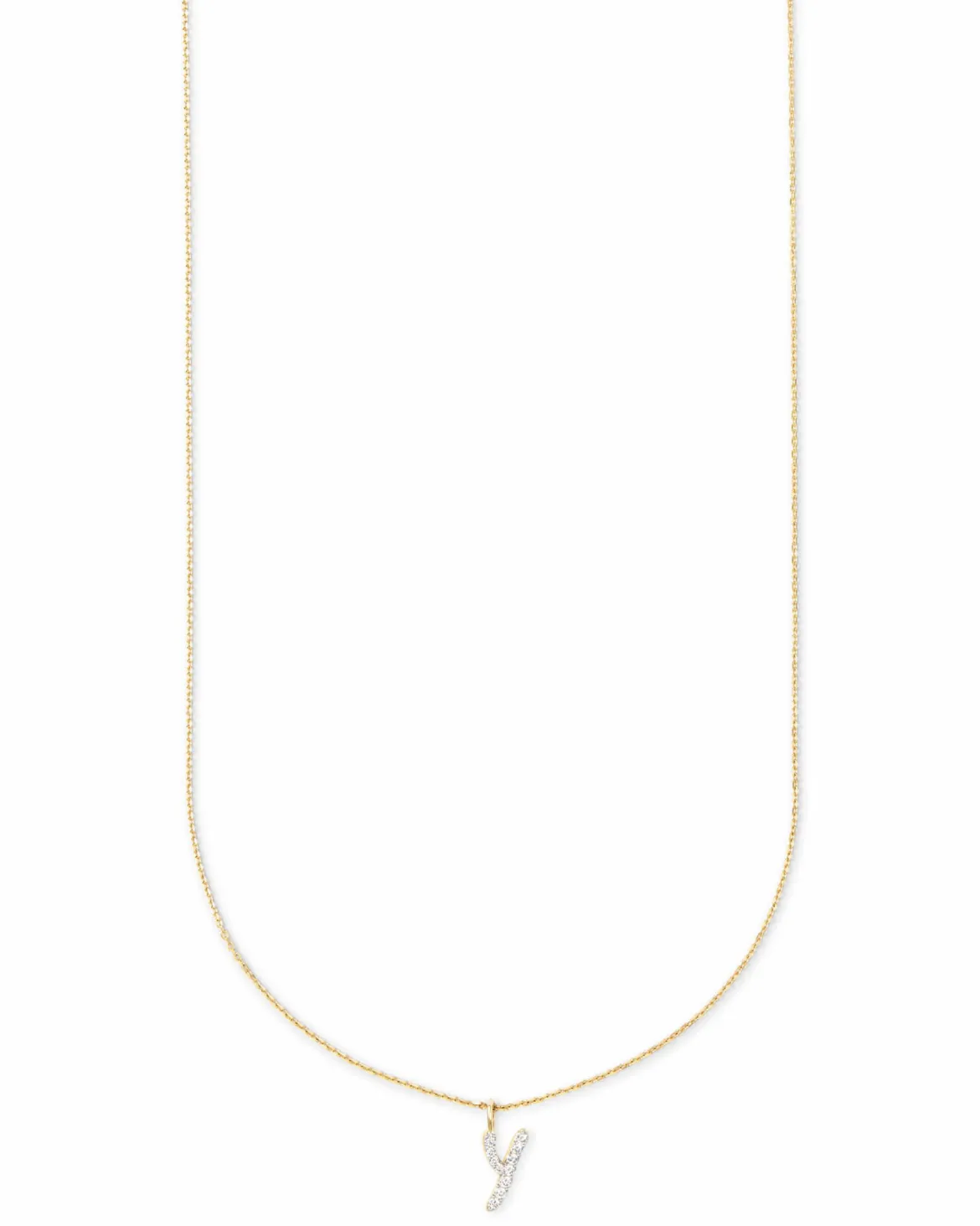 Diamond Letter Y Pendant Necklace in 14k Yellow Gold